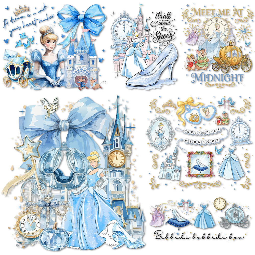 Printable Heat Transfer Vinyl - Cinderella Crystal shoes Iron on Decals