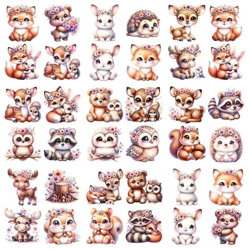 Printable Heat Transfer Vinyl - 14CM Suit Cute Flower Animal Fox